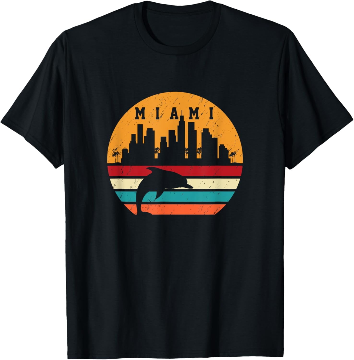 Vintage Miami 80s Dolphin Silhouette T-Shirt – Unisex Casual Wear