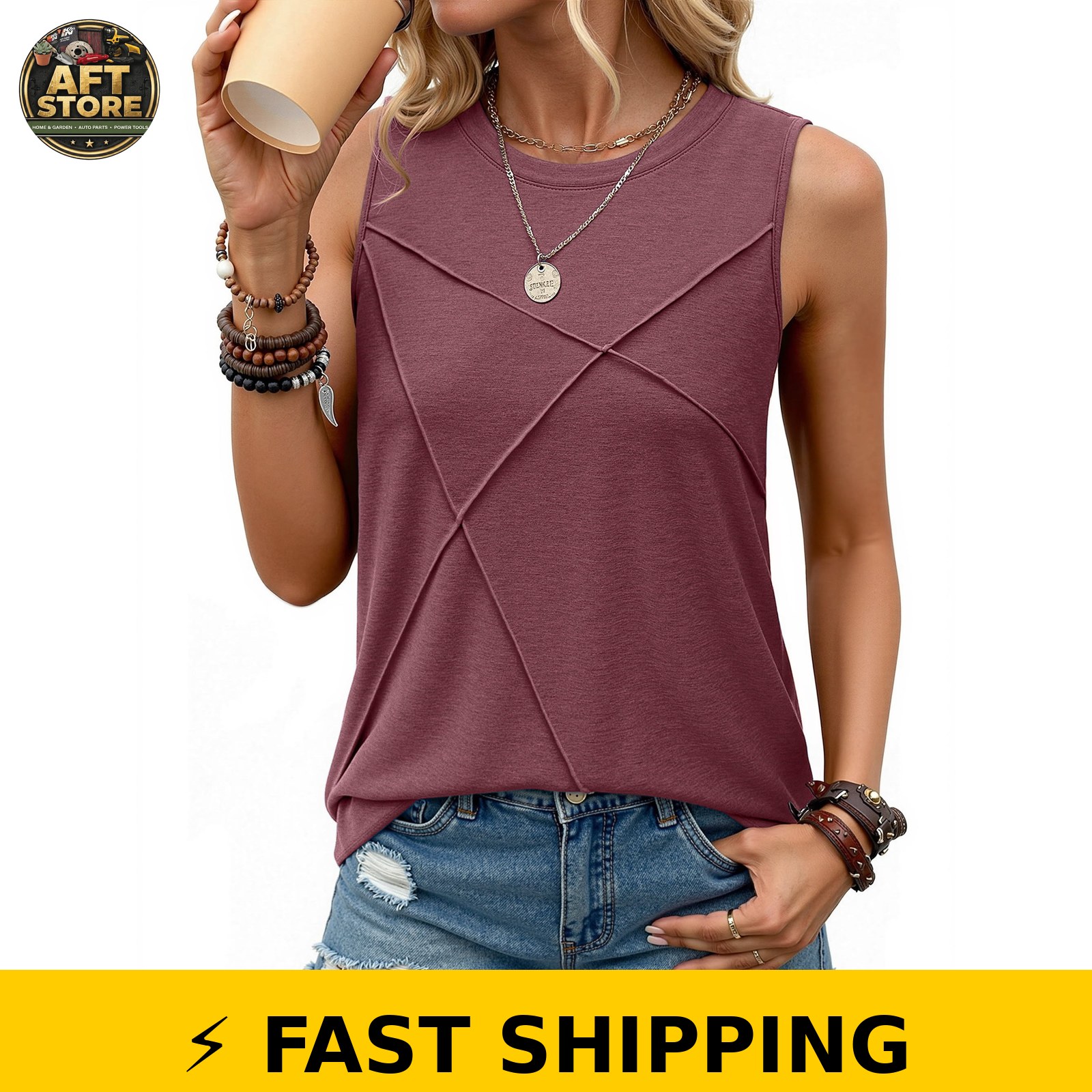Fantaslook Women’s Sleeveless Pleated Tank Top – Casual Dressy Shirt