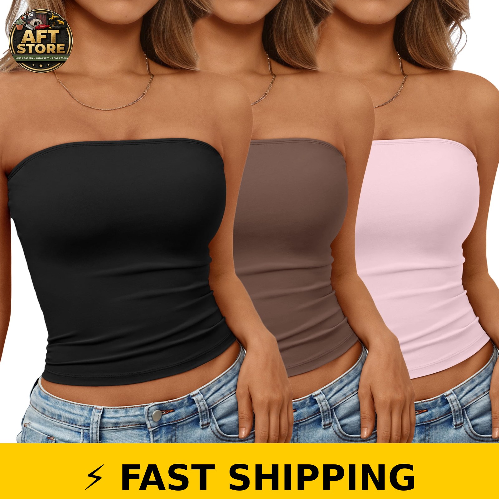 SUNBS Womens Strapless Tube Tops 3 Pack – Summer Casual Blouses