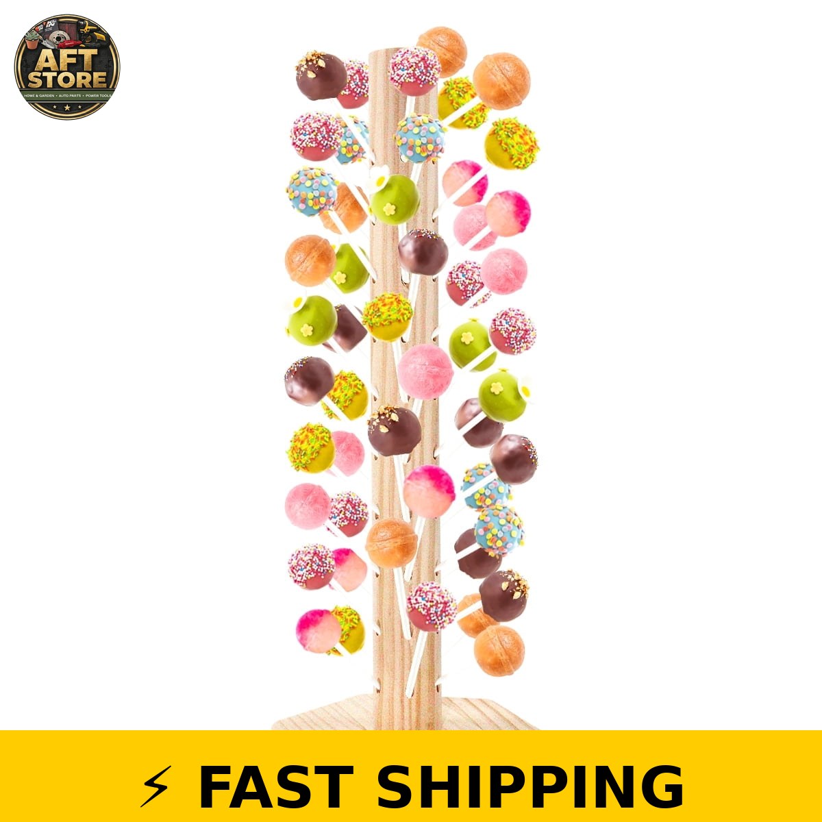 Kabuer 60 Hole Wooden Cake Pop Stand – Candy Table Display